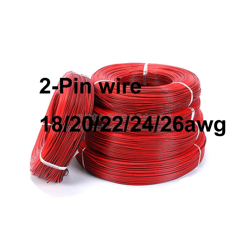 100m UL2468 Doubling Wire 18AWG 20AWG 22AWG 24AWG 26AWG Black&Red 2-Pin Tinned copper wire solder cable