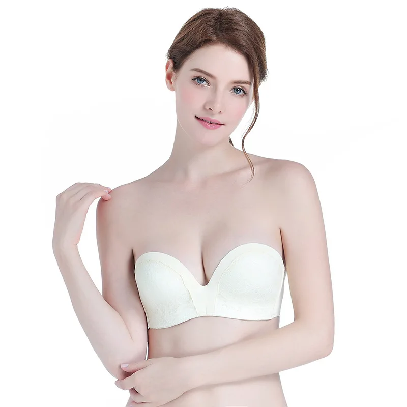 

Women's Anti-skid anti-off No straps Bra Invisible Seamless adjustment type gather Padded Low-cut Undearwear