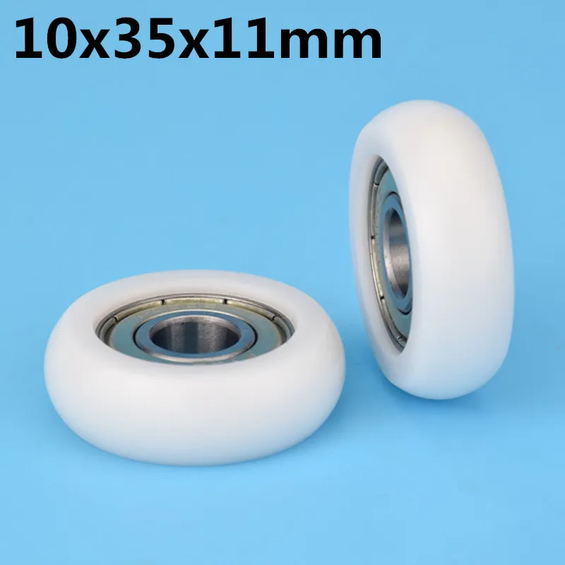 

1Pcs 10x35x11 mm Nylon Plastic Wheel With Bearings Rolling machine parts wheels POM bearing