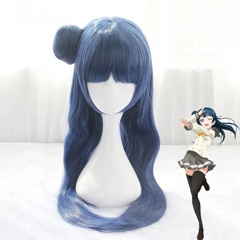 

LoveLive! Sunshine Tsushima Yoshiko wig Cosplay Costume Love Live Long Dark Blue Women Synthetic Hair Halloween Party Role wigs