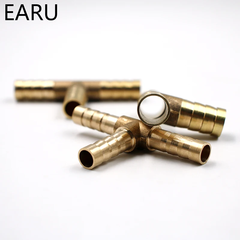 1Pc 6-12mm BRASS T Hose Joiner Piece 3 WAY Fuel Water Air Gas Oil Pipe TEE CONNECTOR Pneumatic Plug Socket Adapter