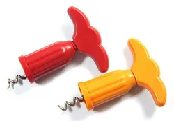 2PC Plastic Red Wine Opener Corkscrew Wine Bottle Opener Cork Puller Remover Champagne Opener Gadgets Bottle Opener OK 0314