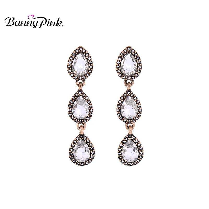 Banny Pink Vintage Water Drop Statement Studs Earrings For Women Elegant Alloy Pendant Post Earrings Fashion Jewelry Pendientes