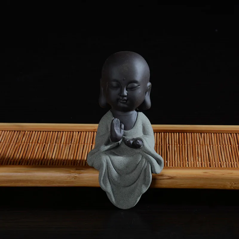 Western three holy tea pet Buddha statues small monk color sand ceramic home club geomantic decoration Figurines