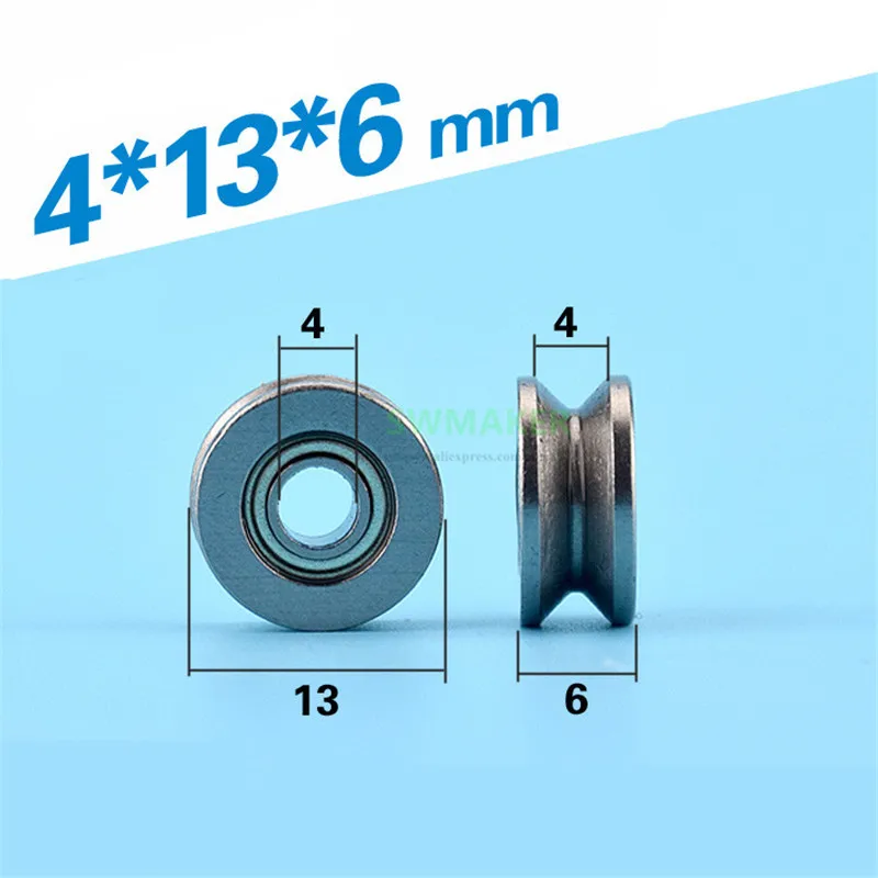 4*13*6mm V groove all metal pulley, V604ZZ miniature bearing, over line lifting wheel, rolling wheel, right angle slot