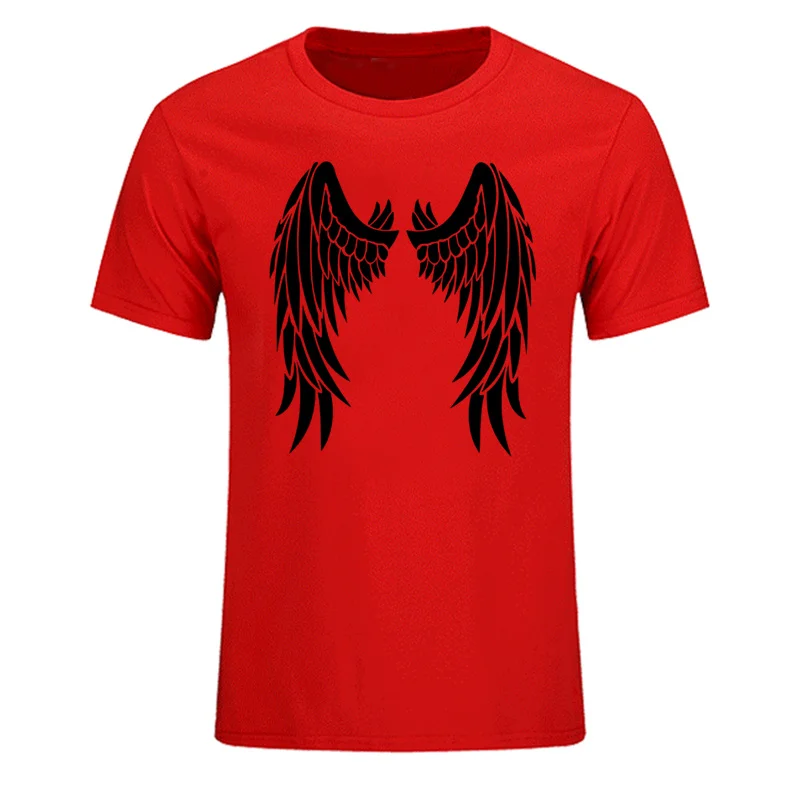 Angel Wings On Back T-shirt Fashion Men Short Sleeve T Shirt Clothing Printed Cotton Men o Neck Top Tee EU Size