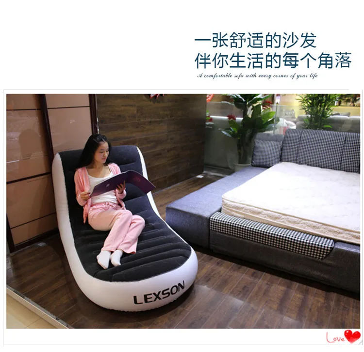 flocking inflatable sofa adult air sofa bed indoors lazy inflatable loungers outdoor furniture