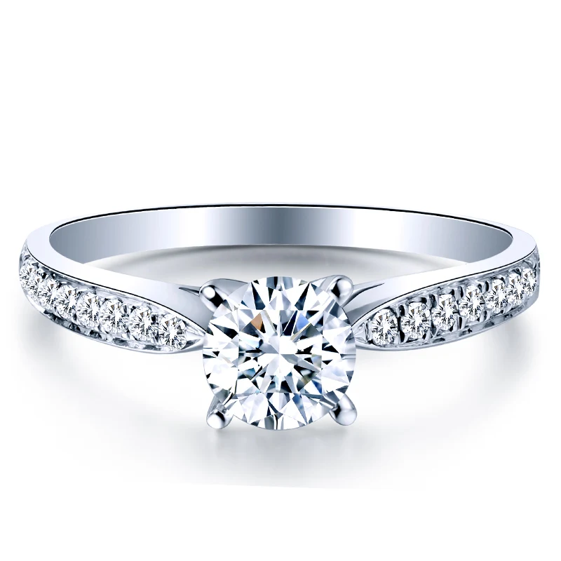 

ZHJIASHUN Luxury 14k White 1ct Round Cut Moissanites Diamond Engagement Wedding Ladies Ring Fine Jewelry