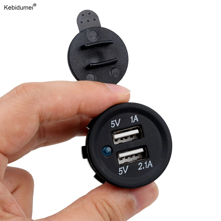 kebidumei Universal Dual USB Car Cigarette Lighter Socket Splitter 12V Mobilephone Charger Power Adapter Outlet Parts Auto Black