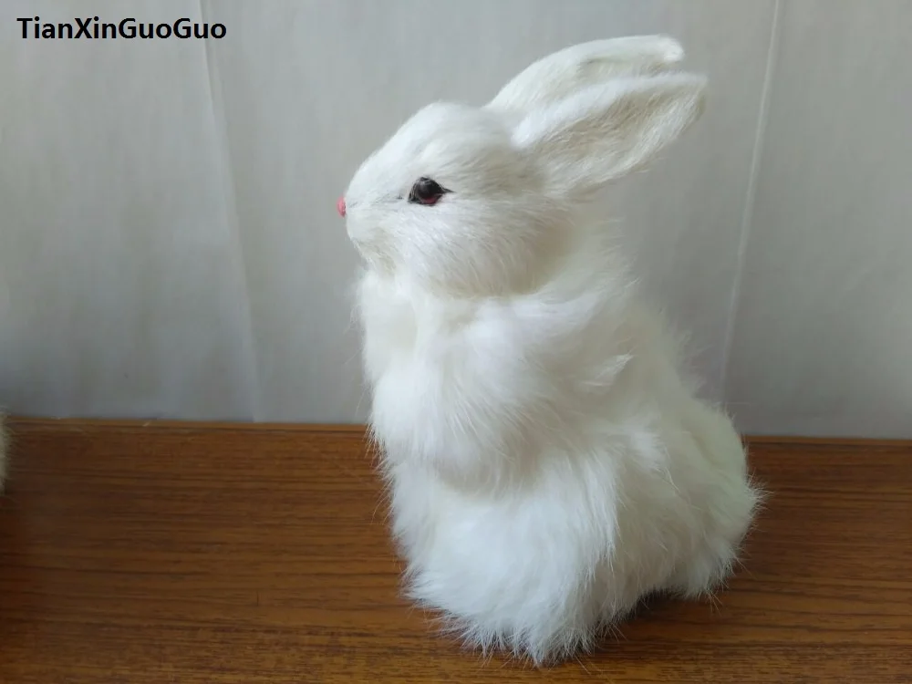 

simulation white rabbit hard model polyethylene&furs standing-up rabbit about 11x18cm,home decoration gift s1697