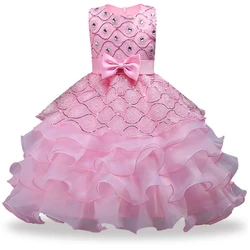 Robe de princesse brodée en fil d'or pour bébés filles, robes tutu à paillettes pour tout-petits, vêtements de fête fleuris pour enfants