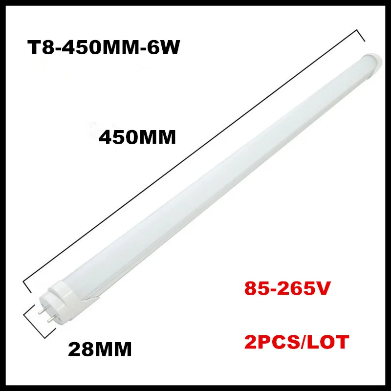 

2PCS/lot LED Tube Light T8 1ft 0.3m 300mm 4W 1.5ft 0.45m 450mm 6W AC85V-265V LED Lamp Light 2835SMD Lights & Lighting