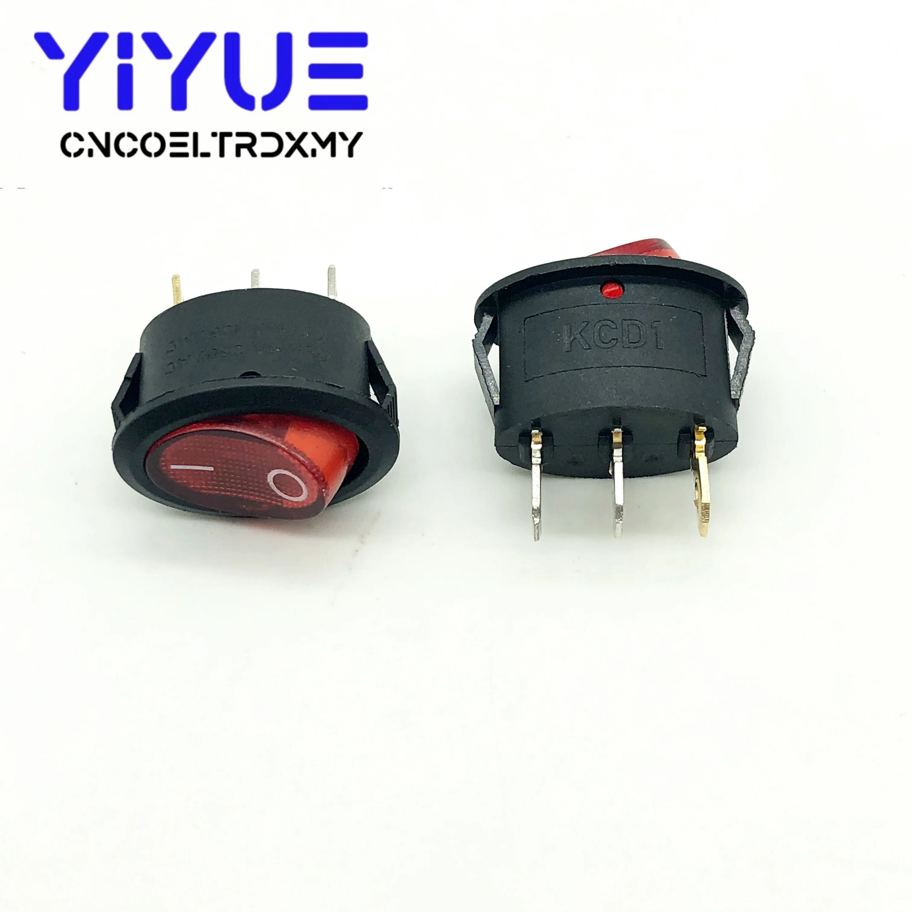 5Pcs Rocker Switch Ellipse Red With lamp KCD1 3Pin two position Seesaw Power switch  6A/250VAC 10A/125VAC