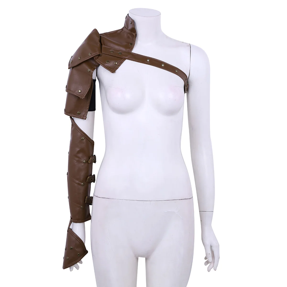 Costumes de Cosplay gothiques pour hommes, armure d'épaule, Style Steampunk, en PU, Rivets métalliques réglables, ensemble avec sangles de bras