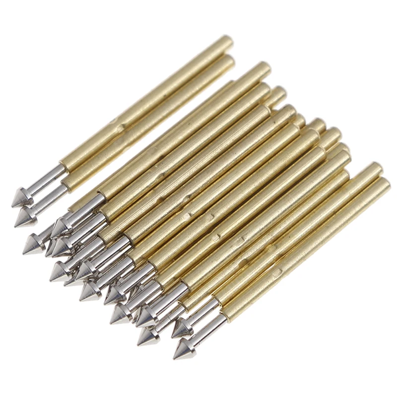 100pcs P75-E2 / P75-E3  Spring Test Probe Pogo Pin 1.3mm Conical Head Gold Plated 1.0mm Thimble