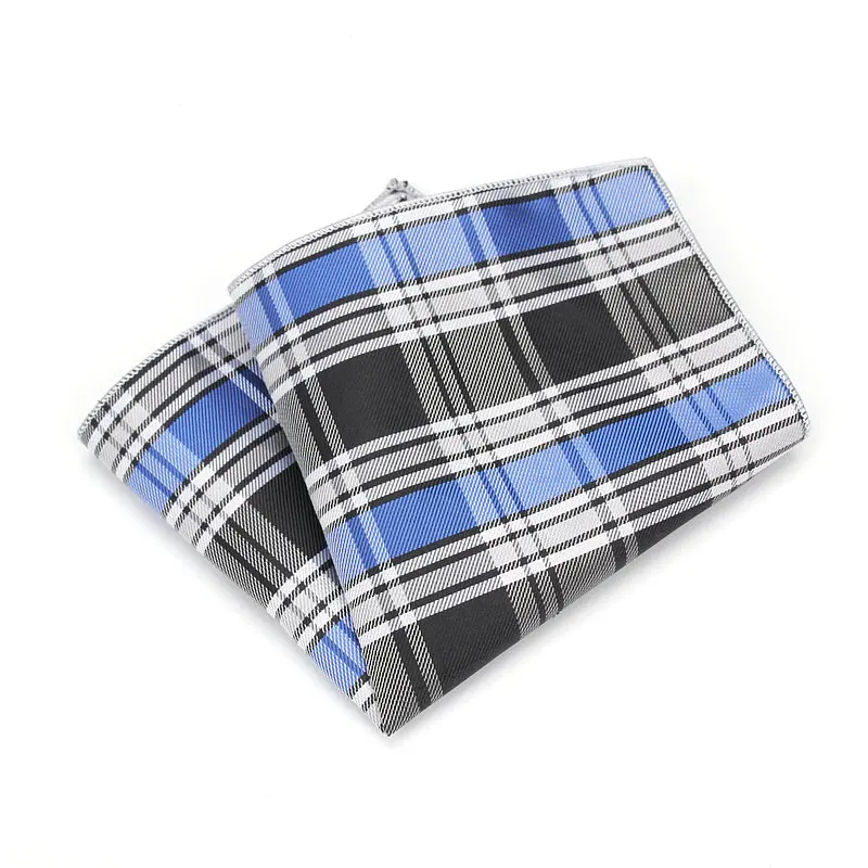 Luxe heren Zakdoek Gestreepte Plaid Wowen Jacquard Zakdoeken Polyester Hanky Business Check Pocket Plein Borst Handdoek 23*23 CM