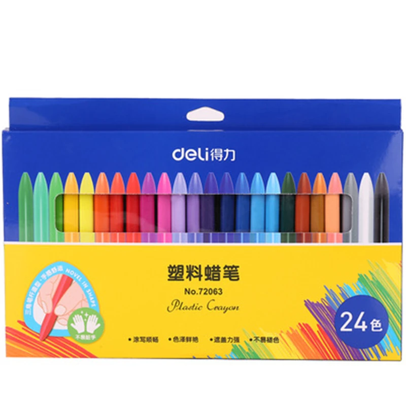 

DL Effective 72063 plastic crayons 24 color durable and not easily broken writing smooth health and safety wholesale Stationer