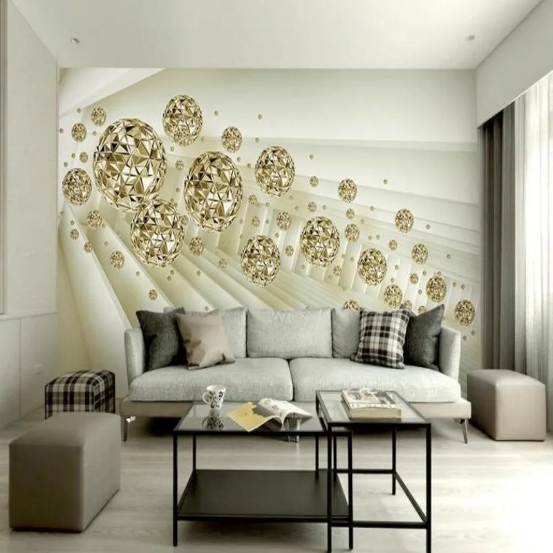 

beibehang Custom 3D Abstract Background of European Golden Space Ball Outdoor Room Decoration Living Room TV Wallpaper