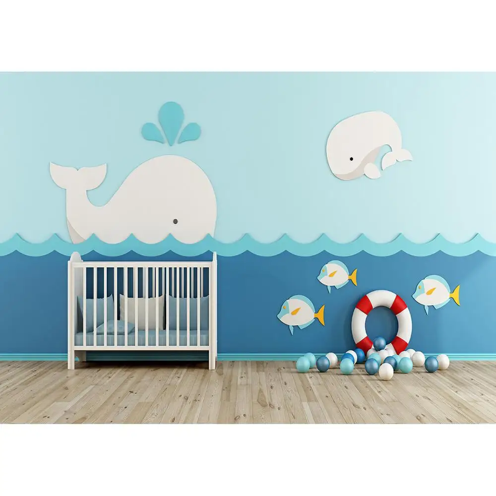 Crib Dolphin Fish Ocean Balls Vinyl Cloth Photographic Backgrounds for Photo Studio Children Baby Room Backdrops Photo Shooting