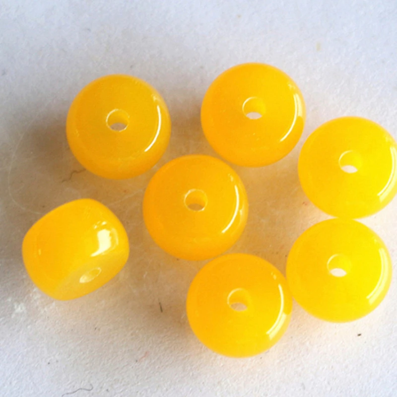 One strand yellow resin beeswax wholesale retail 8*5mm abacus rondelle loose beads new diy jewelry 15inch B87