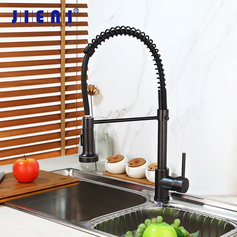 

JIENI ORB Swivel Roated Kitchen Basin Sink Tap Spring Pull Out Solid Brass Faucet 360 Swivel Sprayer Kitchen Water Mixer Tap