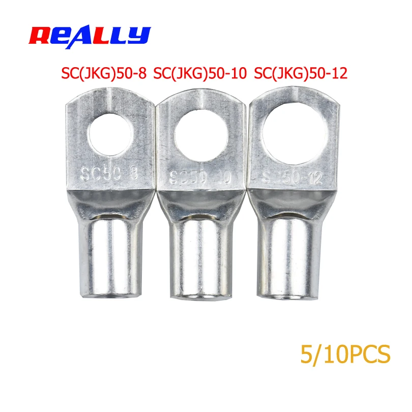 REALLY SC50-8 50-10 50-12 Copper Cable Lug Kit Bolt Hole Tinned Cable lugs Battery Terminals copper nose Wire connector