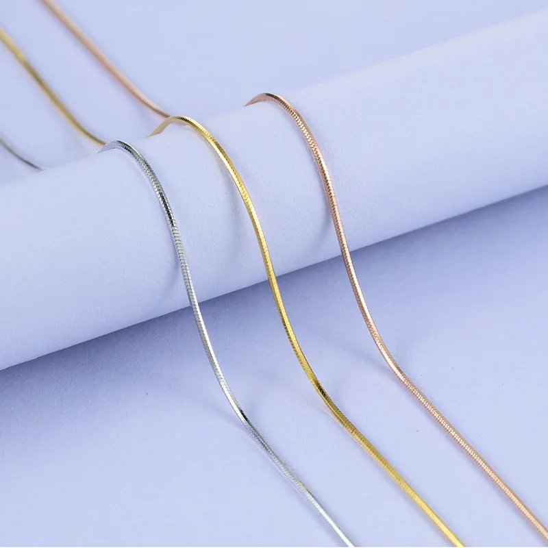 Genuine Real Pure Solid 925 Sterling Silver Chain Necklace Men Women Snake Chain DIY Jewelry Male Female 0.7mm Collier Necklaces