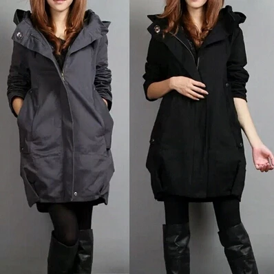 Women Stylish Style Hoodie Long Sleeve Winter casual  Trench Coat 5 Color large size