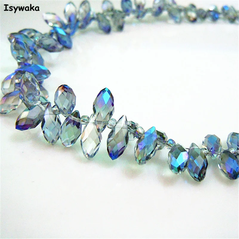 

100pcs 6*12mm Clear Blue Color Teardrop Austria Beads Crystal Beads DIY Bracelet Glass Beads Loose Spacer Bead Jewelry Making