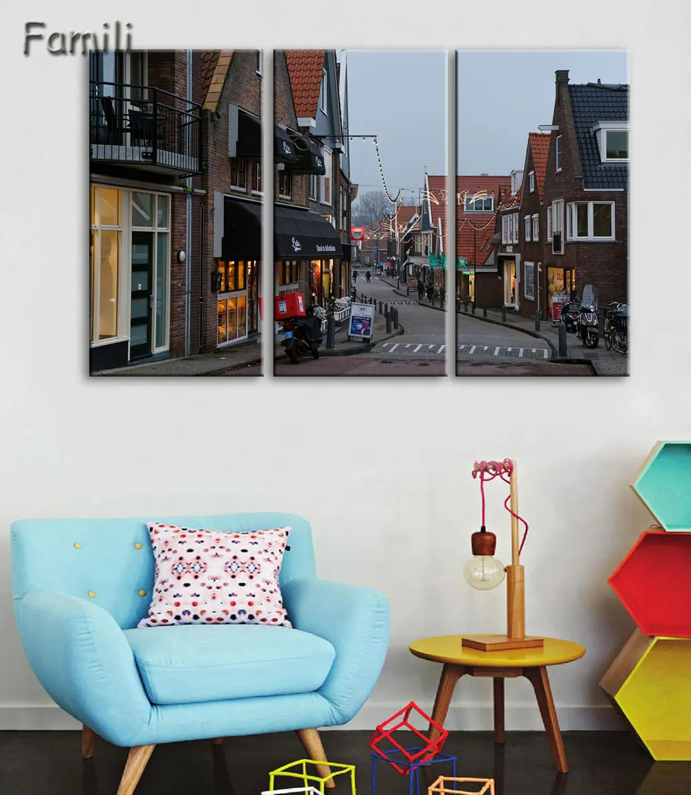 

3 Panel Modern Printed Netherlands City Wall Painting Canvas Landscape Art Home Decor Wall Pictures For Living Room No Frame