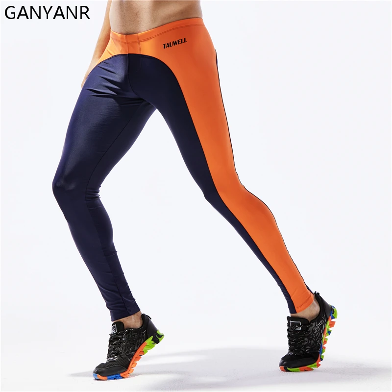 GANYANR Running Tights Men Yoga Basketball Gym Leggings Sport Fitness Athletic Skins Jogging Long Training Compression Pants