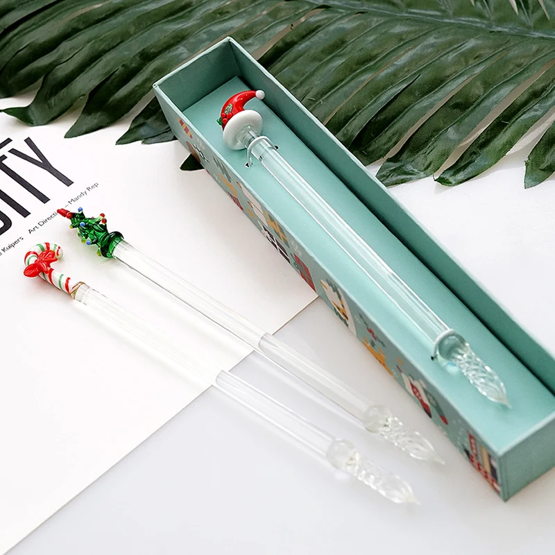 

Christmas gift stationery gift pen glass dip pen color ink pen