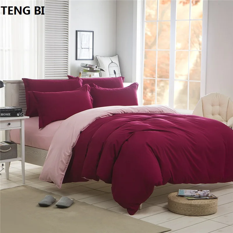 

Solid color patchwork King/Queensize/ 3/4pcs bedding sets/bed set/bedclothes/bedspreads/bed linen bed sheet