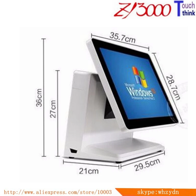 new 15"  Factory Price capacitive touch screen pos system  restaurant pos system with MSR card Reader and VFD customer display