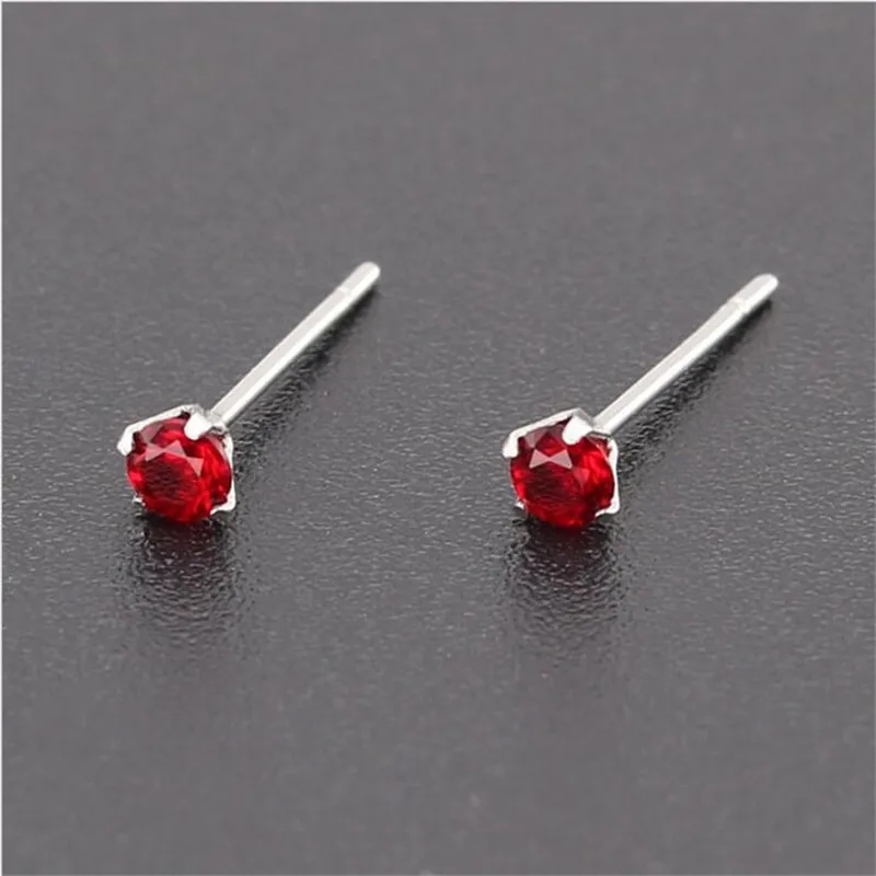 PE15 Earrings With 3mm AAA Colorfuls Round Zircons Stainless Steel Earring IP Plating No Fade Allergy Free