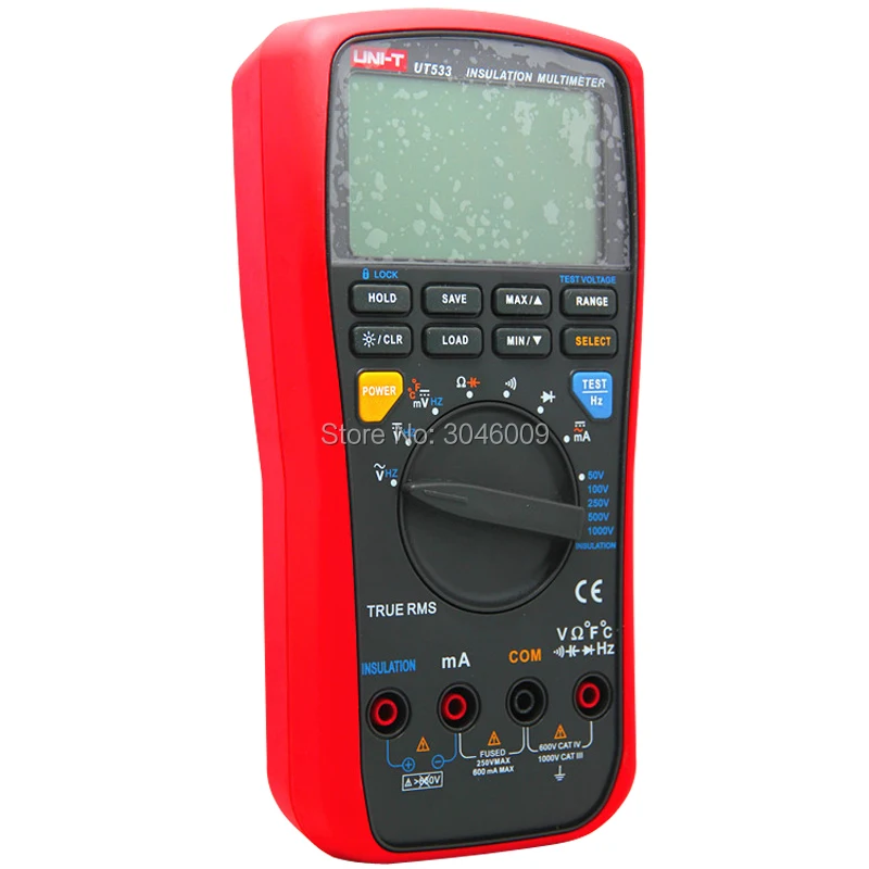 UNI-T UT533 True RMS Insulation Resistance Multimeter, 1000V Megohmmeter Resistance/Capacitance/Frequency/Temperature Test