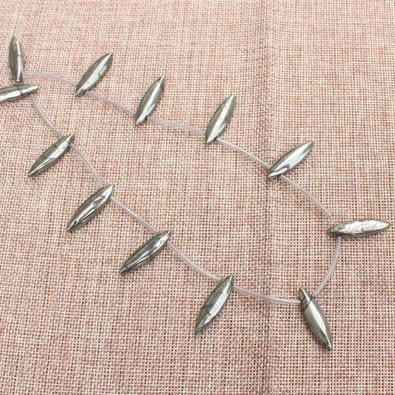 Natural Pyrite 8x30mm Horse eye shape Beads 12pcs per strand,For DIY Jewelry Making !We provide mixed wholesale for all items!