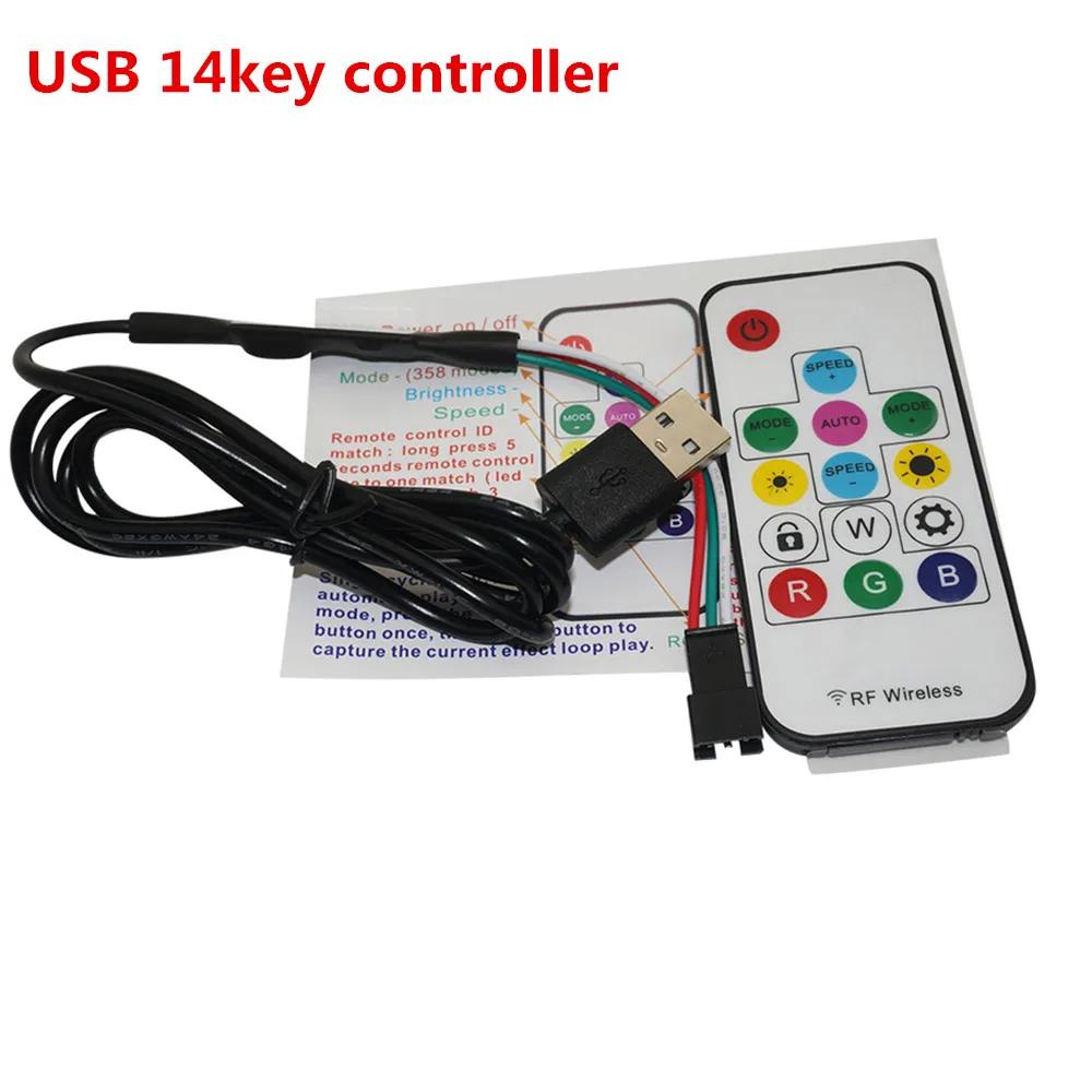 Mini 3keys 14keys 21keys RGB IR RF Remote controller, for WS2811 WS2812B WS2813 APA102 strip controller