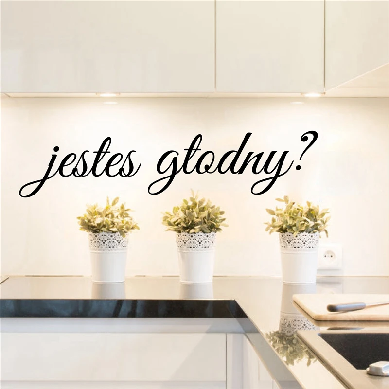 Poland Funny Kitchen Vinyl Wall Stickers , Polish Language Are You Hungry Wall Decals For Kitchen Dining Room Decoration