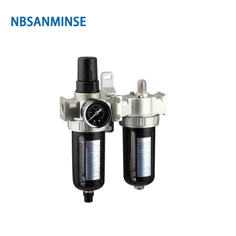 NBSANMINSE SFC200 1/4 3/8 1/2 Two Units Air Filter Regulator Lubricator Combinations Oil Water Air Separate FRL Units