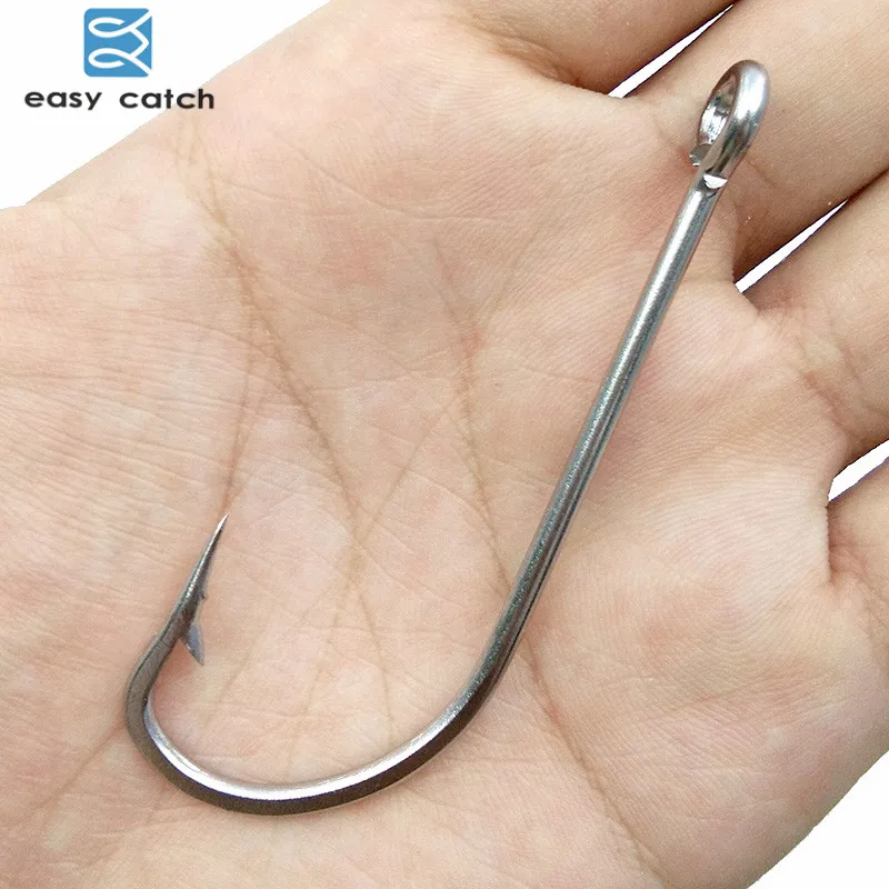 100Pcs Long Shank Fishing Hooks Stainless Steel Big game fishhooks Size 1/0 2/0 3/0 4/0 5/0 6/0 7/0 8/0 9/0 10/0