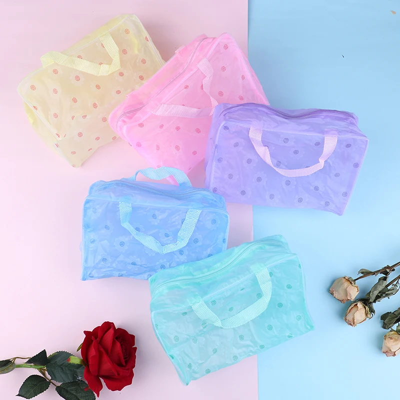 Bolsa de maquillaje de viaje de plástico transparente, bolsa de aseo cosmético, bolsa con cremallera