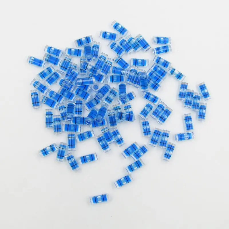 Tube Spirit Level Mini Plastic Tube Level Bubble for Level Measurement Instrument Diameter 5mm Length 12mm Bule Color