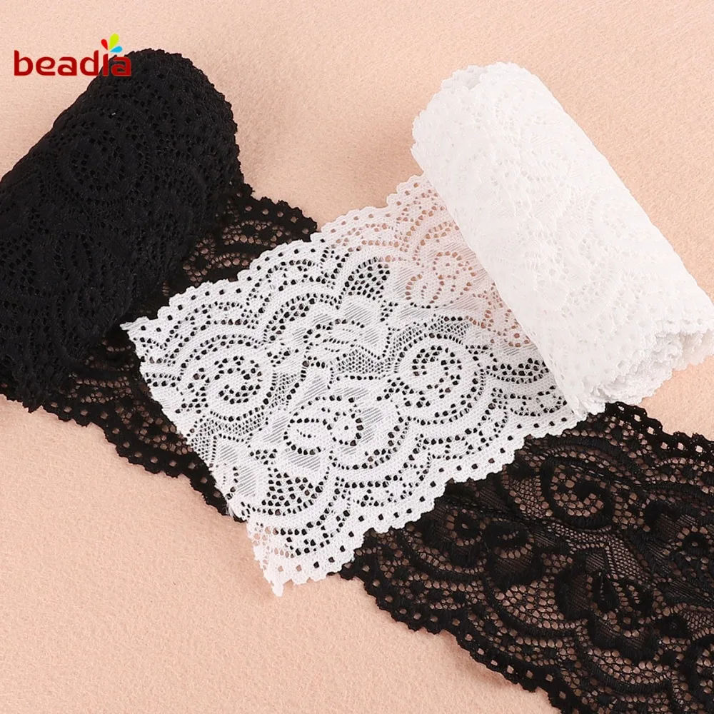 

Black/White 2 yards/lot 10 cm Width Lace Fabric Trim Ribbons DIY Sewing Garment Wedding Decoration Accessories Supplies