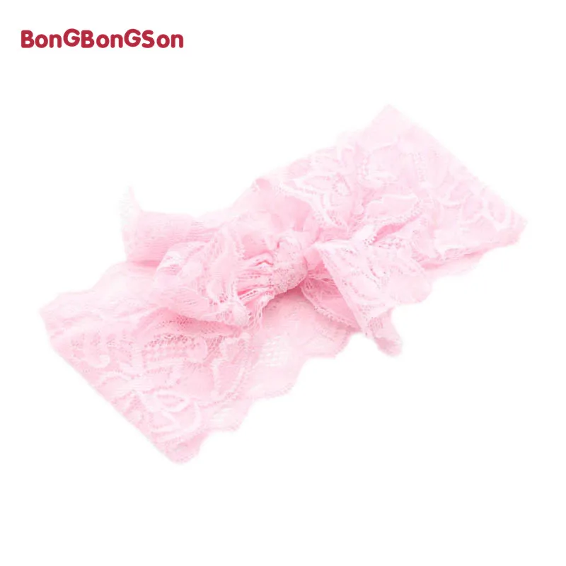 

Baby lace bows headband children skinny stretchy Non-Marking Lace Bowknot elastic hair Bands bebe turban wraps hair accessories