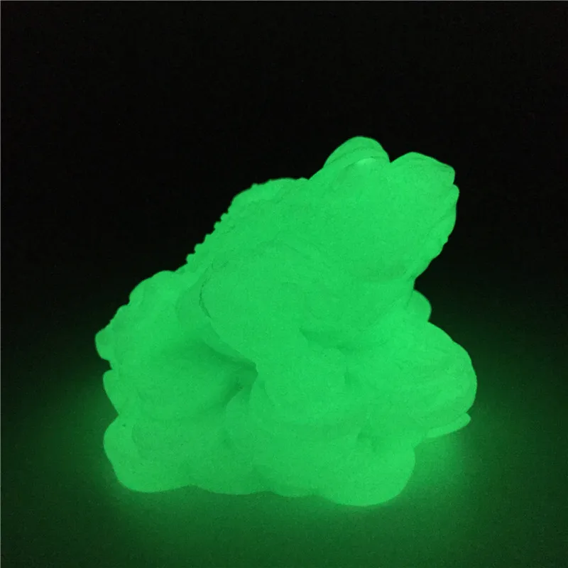 Glowing FengShui Buddha Statue Chinese Coin Three Legged Toad Frog Animal Sculpture Luminous Man-made Jade Stone Home decoration