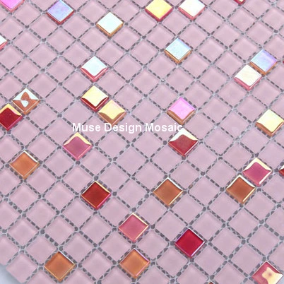 

Iridescent Pink Crystal Glass Mosaic tiles Kitchen Backsplash bathroom shower border tile 3D wall sticker DIY decoration