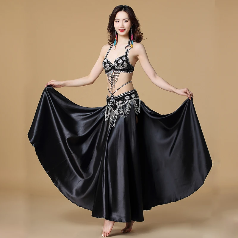 Costume de danse du ventre indien 3 pièces, soutien-gorge, ceinture et jupe, ensemble de vêtements Sexy pour femmes, 8 couleurs au choix