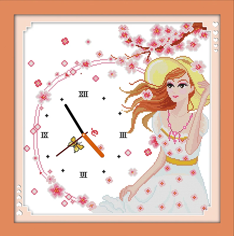 Refreshing summer day  cross stitch kit 14ct 11ct count print canvas wall clock stitching embroidery DIY handmade needlework