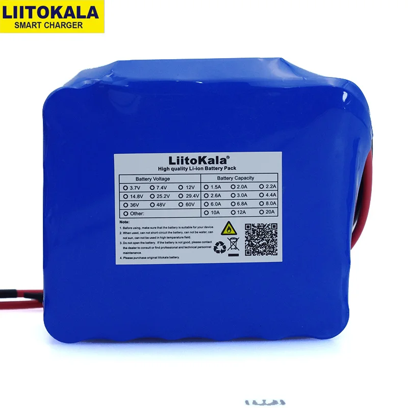 LiitoKala-Paquete de batería de descarga de alta potencia, 12V, 20Ah, 100A, protección BMS, salida de 4 líneas, 500W, 800W, 18650